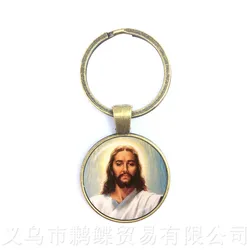 Blessed Virgin Mary Mother of Baby Keychains Jesus Christ Christian Pendant Catholic Religious Glass Tile Keyring