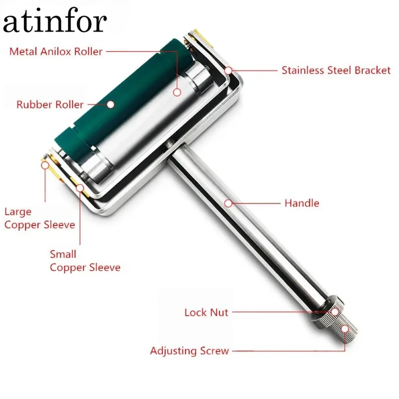 atinfor Manual Ink Printing Film Applicator Ink Proofer Manual Color Wheel Metal Anilox Roller Rubber Roller Ink Sampler Tool