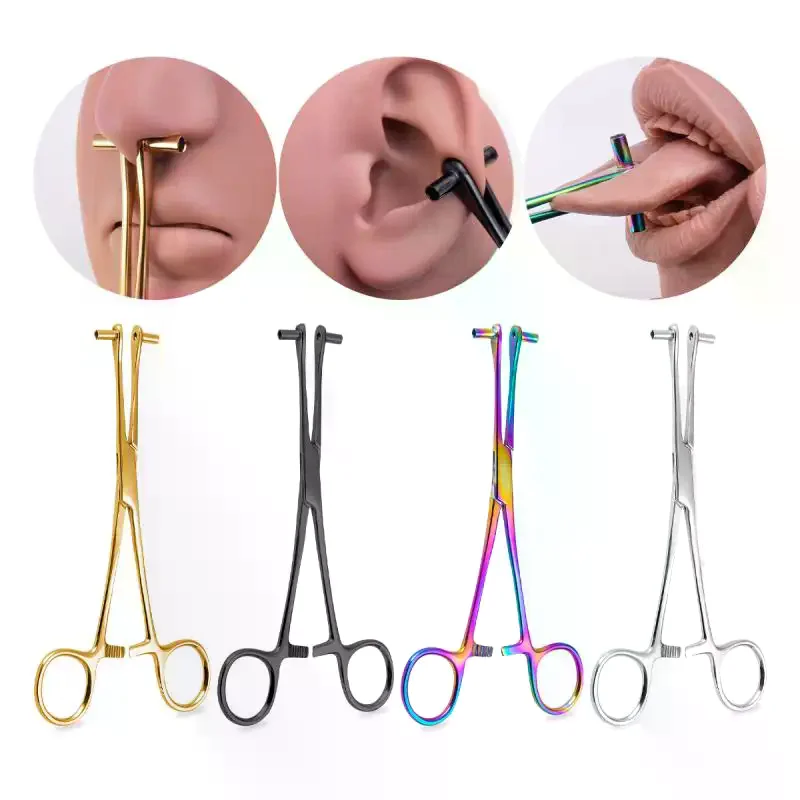 Colorful Body Piercing Pliers Surgical Steel Fix Forceps Tweezers For Septum Cartilage Tongue Body Piercing Clamp Tool