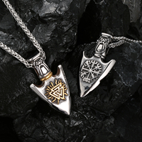 1PC INGX Stainless Steel Myth of North Europe Viking Arrow Necklace Men Odin Compass Necklace for Men Jewelry Gift for Him