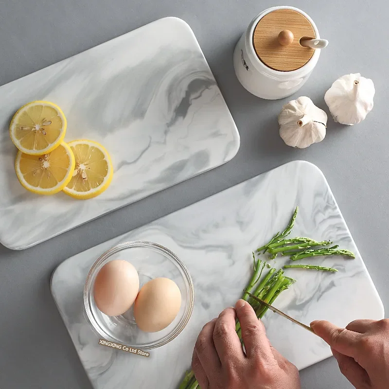 Nordic Marble Cutting Board Dinner Plates Ceramic Tray Golden Edge Pizza Plate Dinner Set Plates and Dishes Kitchen,Dining & Bar