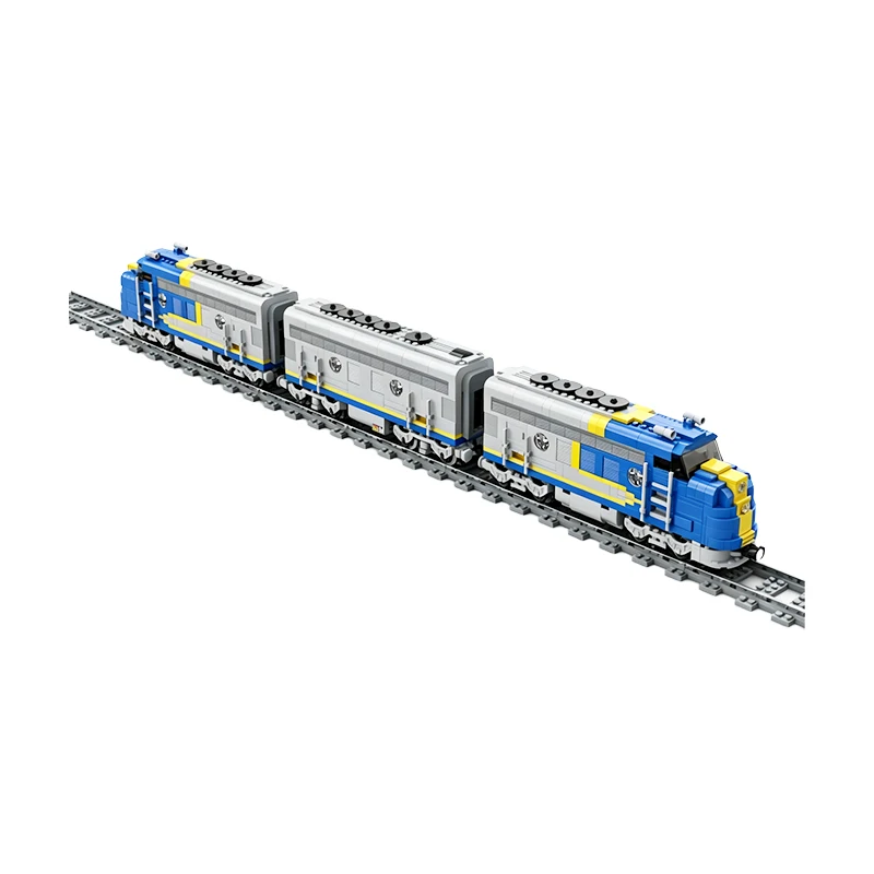 MOC Vintage Classic American Passenger Locomotive Building Blocks Set Streamline Diesel Train Model Adult Collection Gift