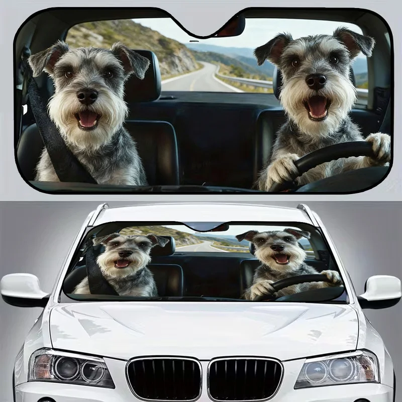 Mengqu Schnauzer-Shaped Car Front Windshield Visor, Foldable Storage, Effective Sun Protection, Help Keep The Car Cool