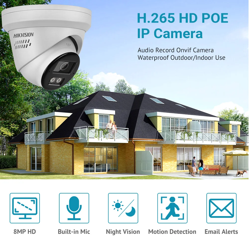 كاميرا Hikvision DS-2CD2383G2-LI2U/SL 4K 8MP IP كاميرا ذكية هجينة خفيفة وميكروفون مكبر صوت برج Acusense تحذير الضوء الأحمر والأزرق #2