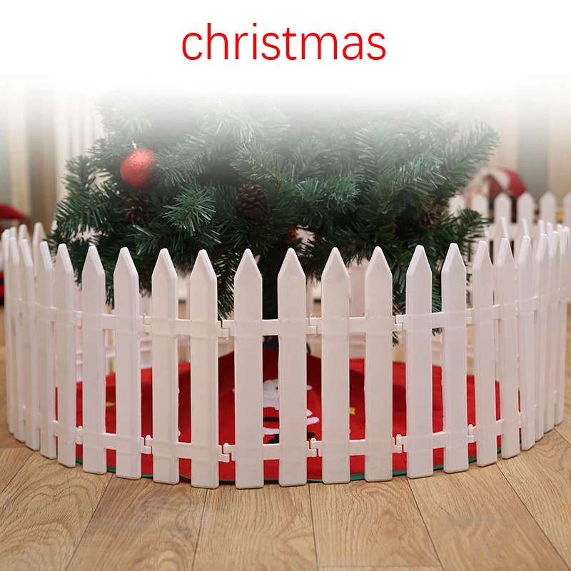 1/2/6Pcs Christmas Tree Fence White Plastic Fence for Xmas Tree Ornaments Plastic Fence Diy Chrstimas Party Decorations Supplies