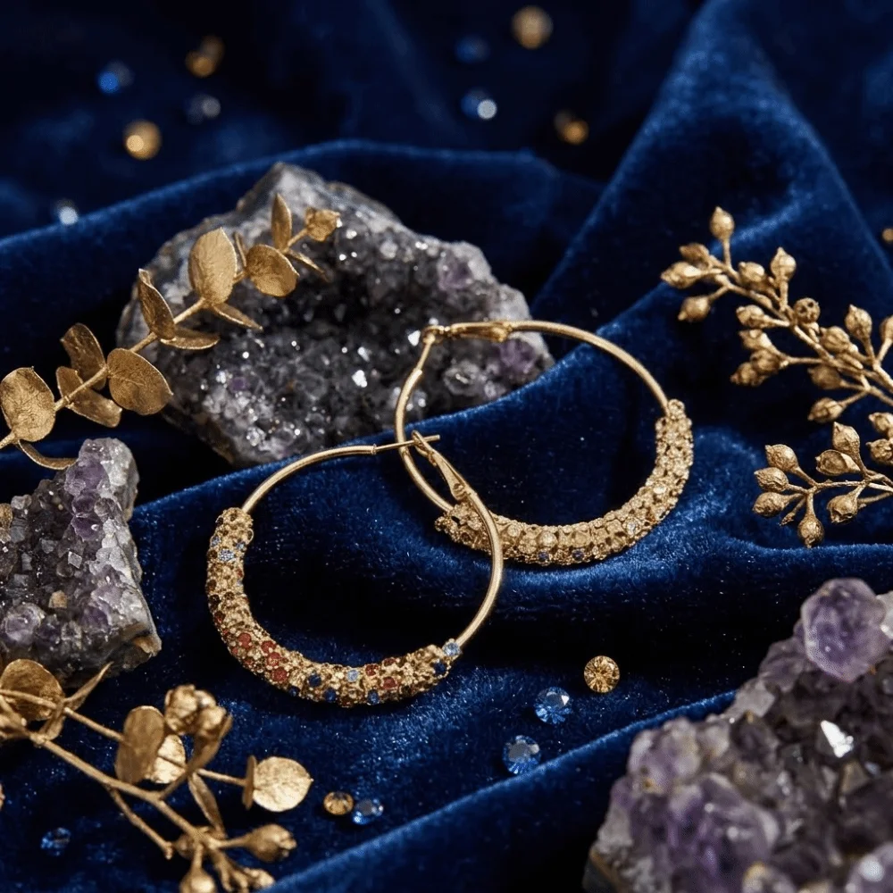 

Temperament Colorful Large Hoop Earrings Crystal Exaggerated Zircon Earrings Round Jewelry Studded Earrings Gift