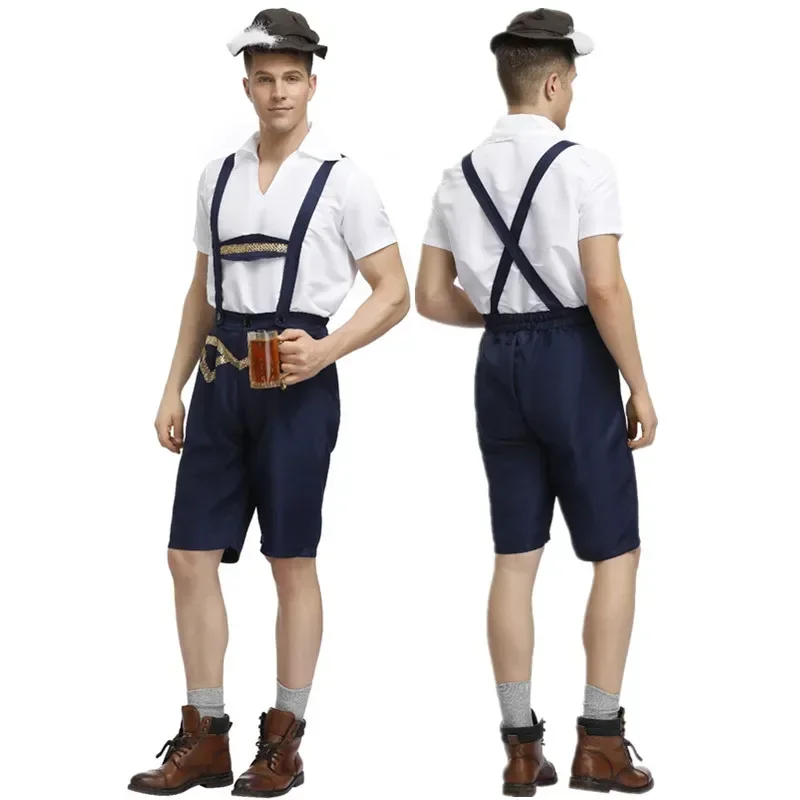 Disfraz tradicional de Oktoberfest de Alemania, ropa de Lederhosen de cerveza bávara para hombres, uniforme de fiesta de Cosplay de Halloween, 3 unids/set