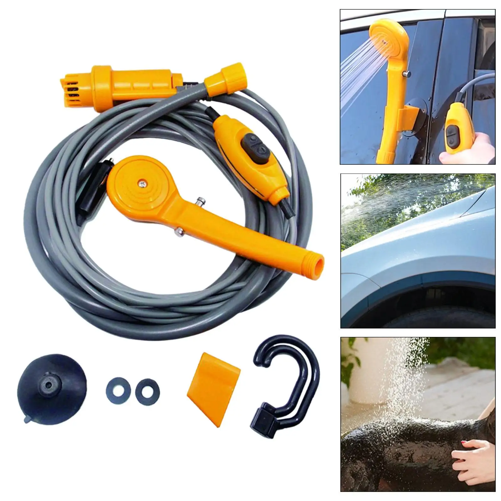 Generic DC12V Car Shower Portable Outside Yard Summer Outdoor Camp Shower with Hose for Trip Cleaning Backyard Tent Vehicle