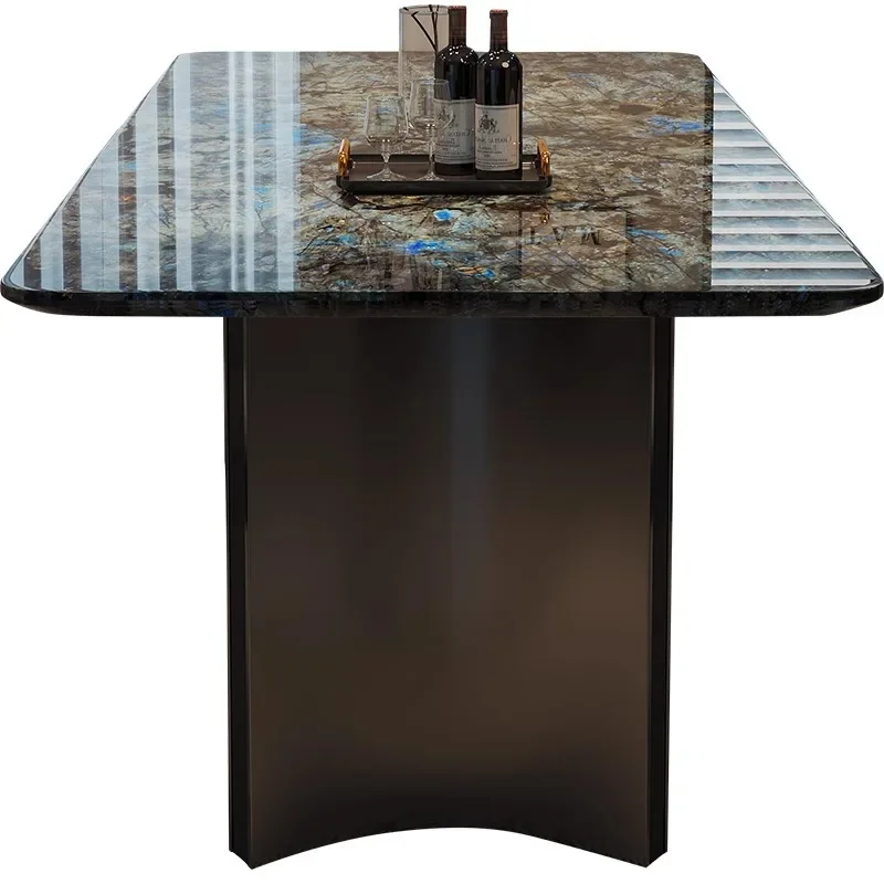 

Blue jadeite, marble, dining table, light luxury, rectangular, household, dining table and chair combination