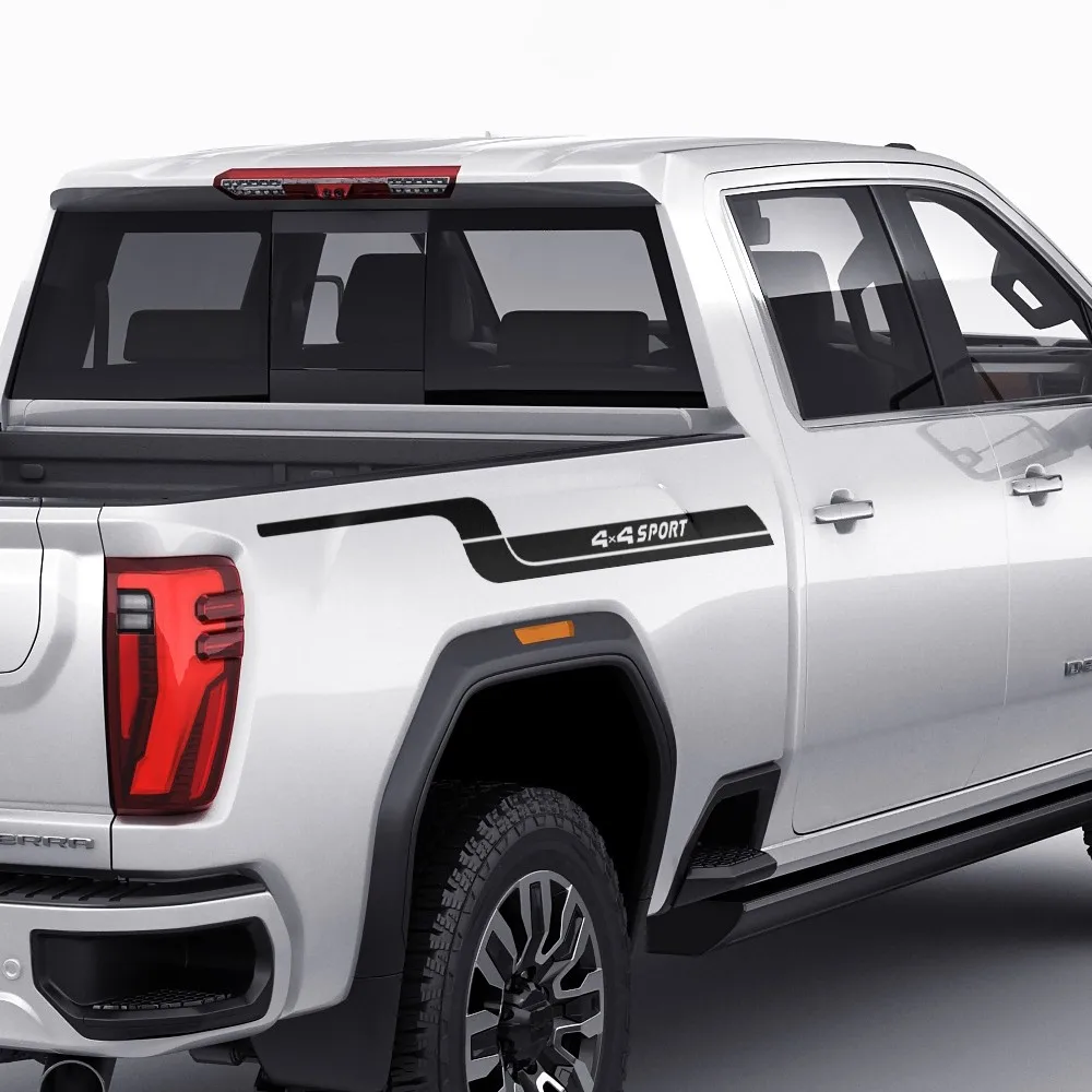 

2 x Decal Sticker Rear Side Racing Stripes 4X4 Sport for GMC Sierra 2014-Present