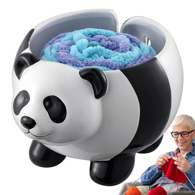 Ceramic Yarn Bowl Panda Shape Doll Storage Box Household Storage Container Woolen Yarn Organizer Living Room Table Wool Key Bowl