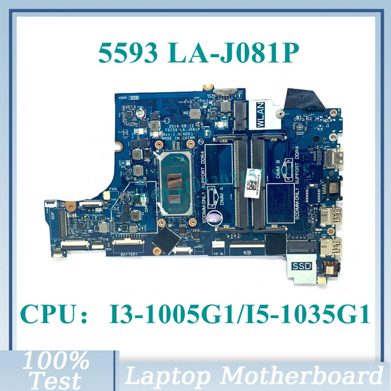 

CN-07TKJ3 07TKJ3 CN-047MF0 047MF0 With I3-1005G1/I5-1035G1 CPU FDI55 LA-J081P For DELL 5593 Laptop Motherboard 100% Tested Good