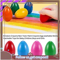 ABBG-Crayones para niños pequeños, crayones con agarre de palma para niños, crayones de 9 colores, crayones de pintura no tóxicos, palos lavables para huevos, juguete apilable