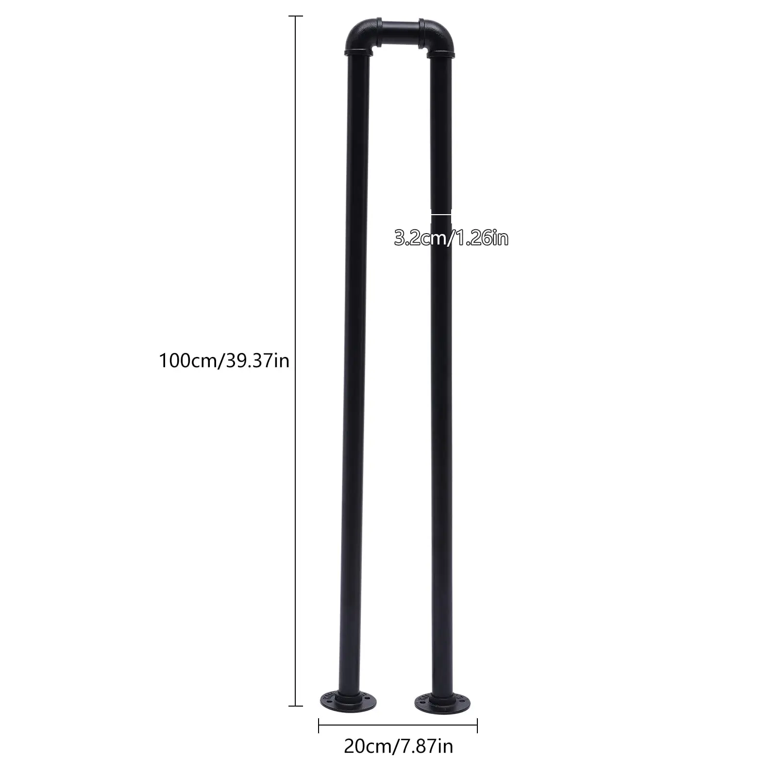 U-Shaped Stair Handrail 39.5in Industrial Railing Non-Slip Grab Bar for Indoor or Outdoor Garden Loft Corridor Villa Hotel Elder