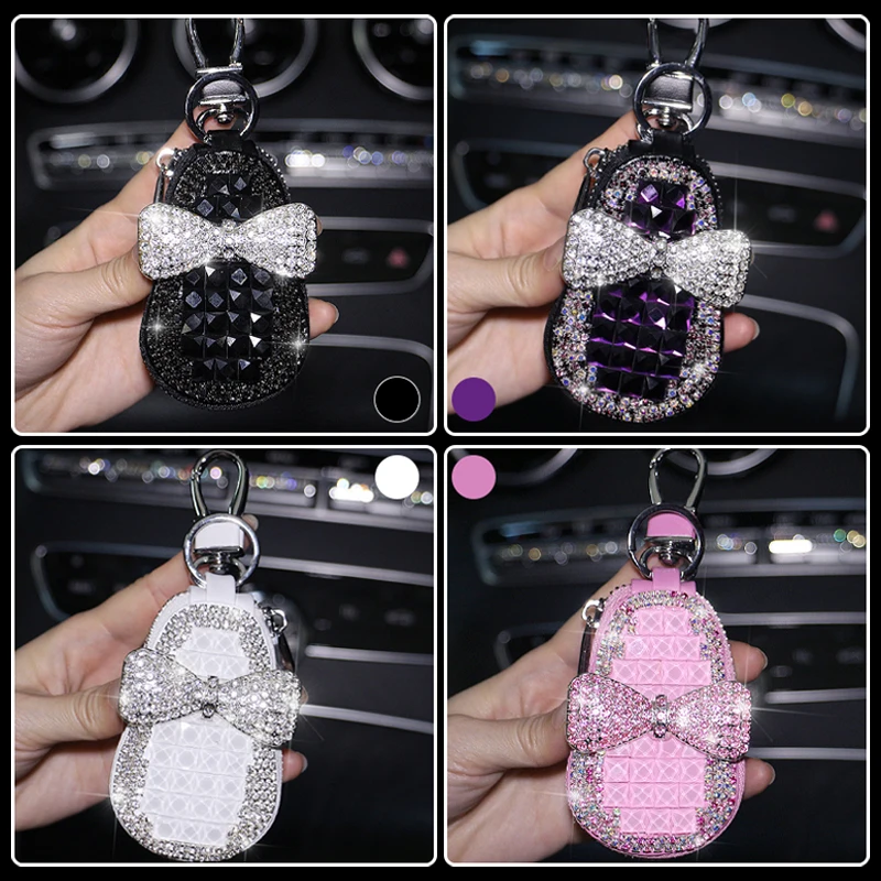 Universal Diamond-studded Car Key Case Pendant Cute Accessories Creative Keychain Ornament Bag Case Porta Chave Llave Key Holder