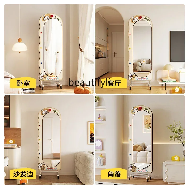 New style  Movable full-body mirror Home full-length mirror Bedroom decoration floor-to-ceiling fitting mirror