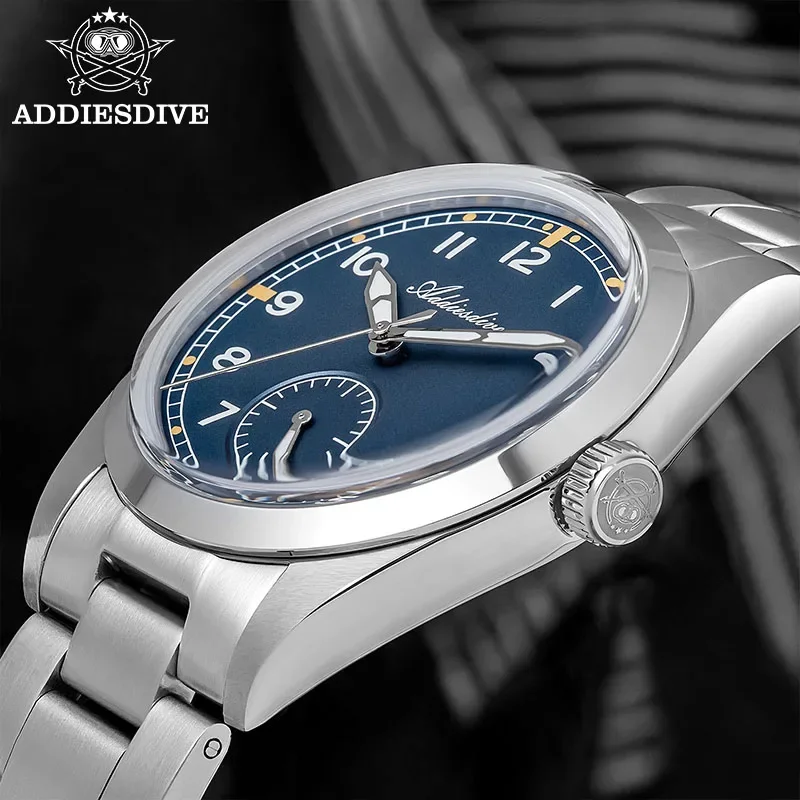ADDIESDIVE NUOVO Orologio Da Uomo In Acciaio Inox VH60 Movimento Nero/Blu Orologi Bubble Specchio di Vetro Impermeabile Orologio Luminoso Maschile
