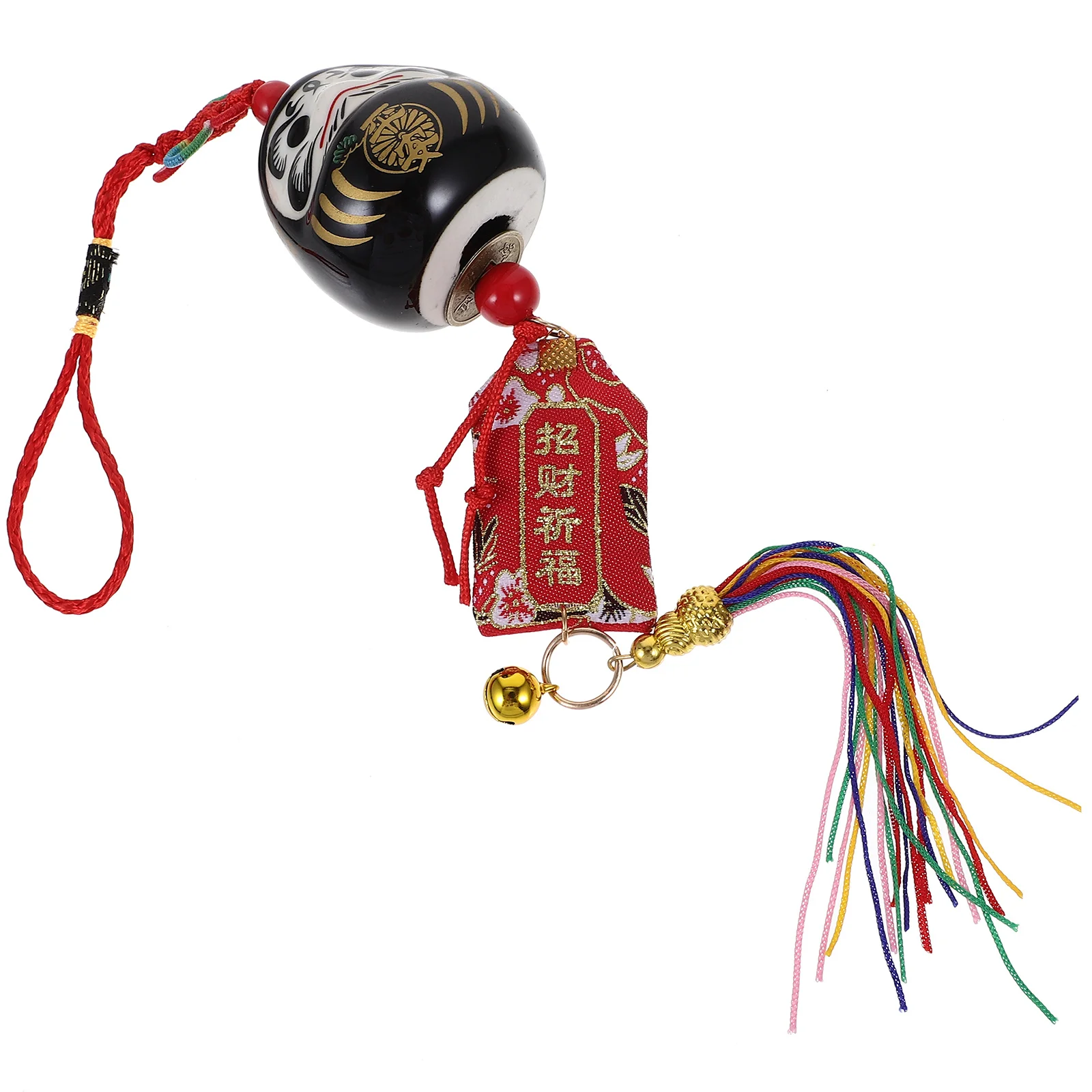 

Statue Pendant Japanese Style Ceramic Fortune Hanging Charm for Car Home Garden Decor Wind Chime Amulet