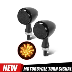 2Pcs Motorcycle Black Bullet LED Turn Signal Indicator Light Amber   Blinker Flasher Universal for Harley Honda Suzuki Kawasaki