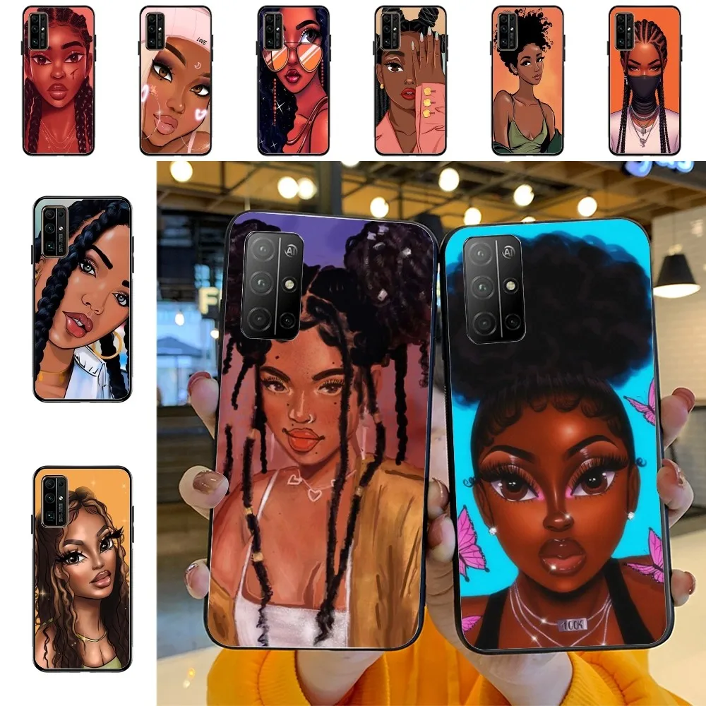 Afro Girls Art Phone Case For Huawei Honor 10 lite 9 20 7A 9X 30 50 60 70 pro plus Soft Silicone Cover