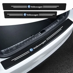 4PCS Leather Carbon Fiber Car Door Edge Sill Protector Strip Stickers For Volkswagen VW R-line GTI Polo Golf Passat Tiguan Jetta