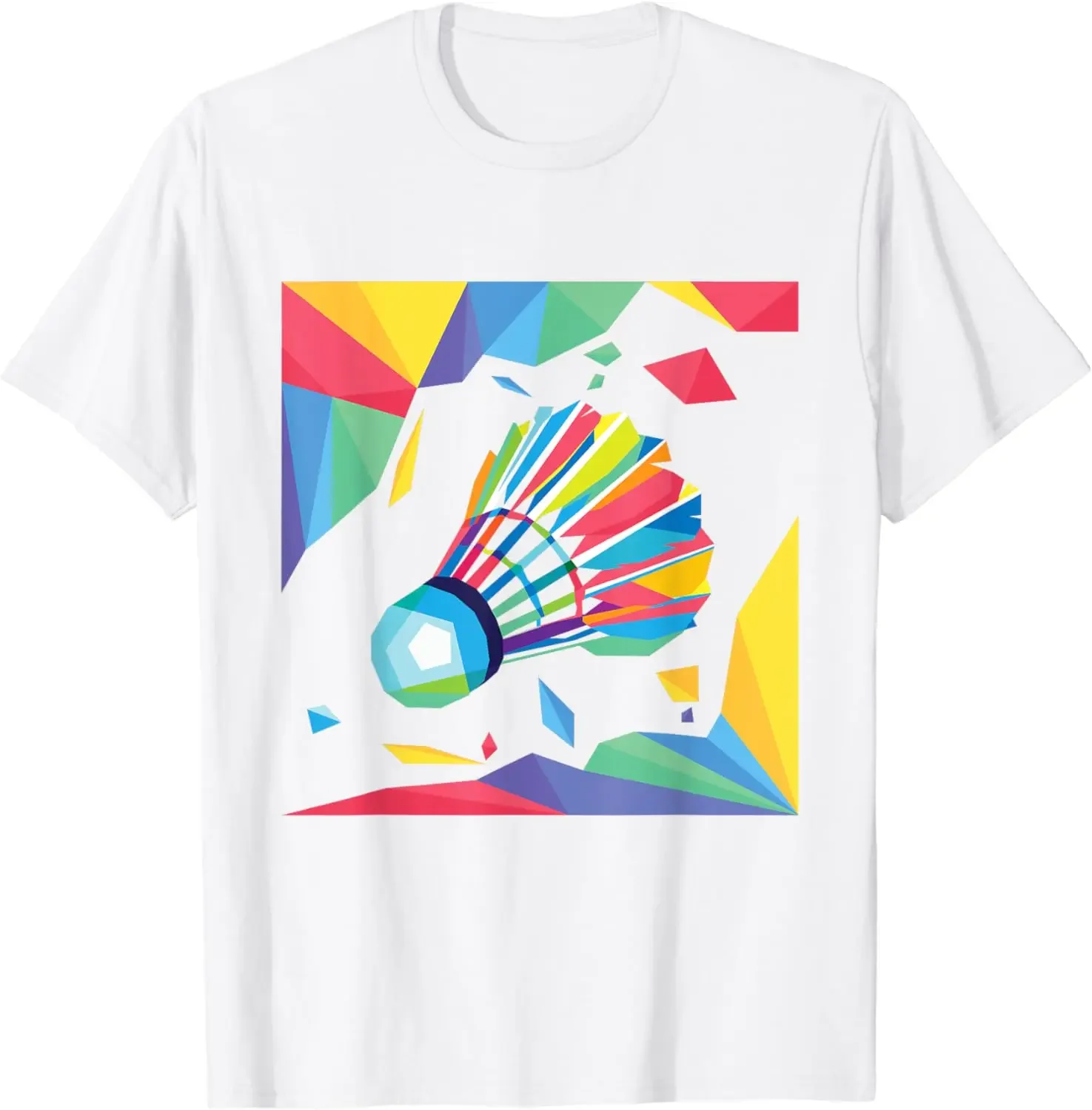 Colorful Shuttlecock - Birdie Badminton Player Sports Lover T-Shirt  Men Clothing Tops Streetwear Graphic T Shirts Camisetas