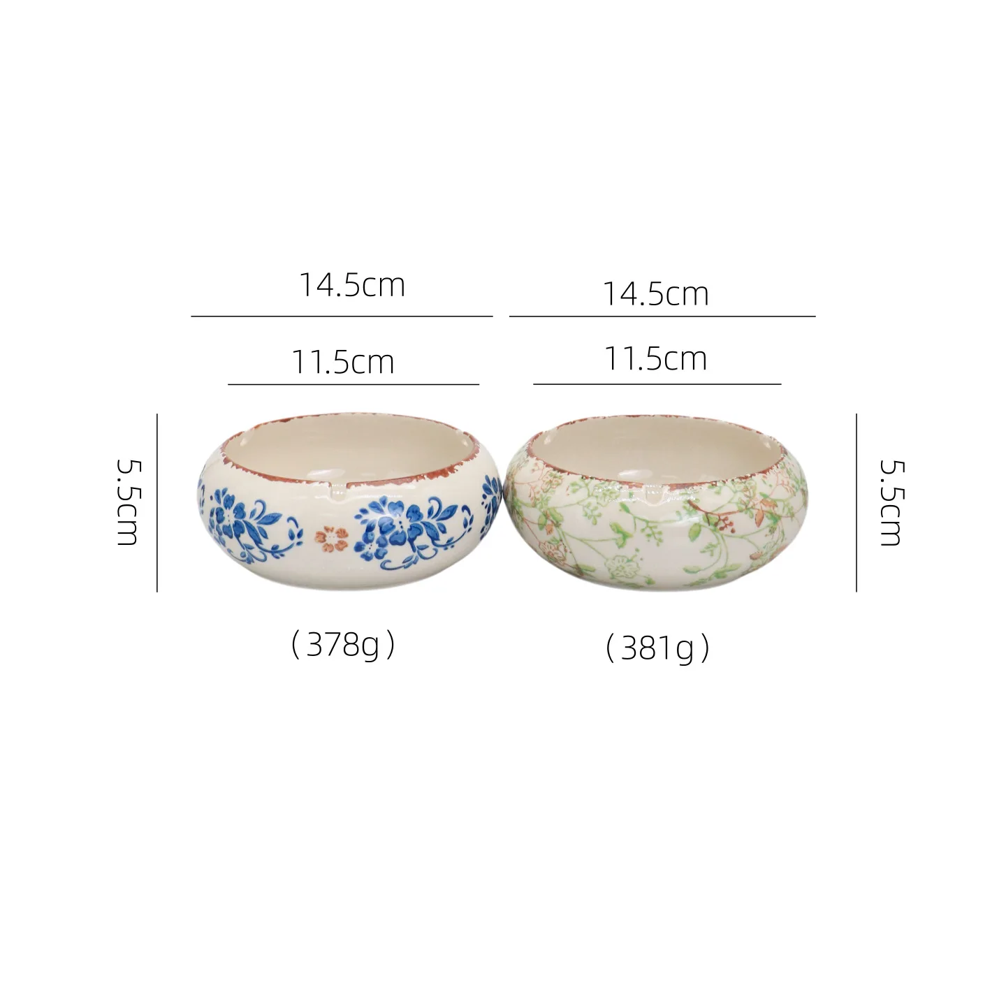 Vintage Floral Ceramic Ashtray Large Mouth Chinese Style Desktop Decor Home Bedroom Restaurant Tabletop Ornament Gift