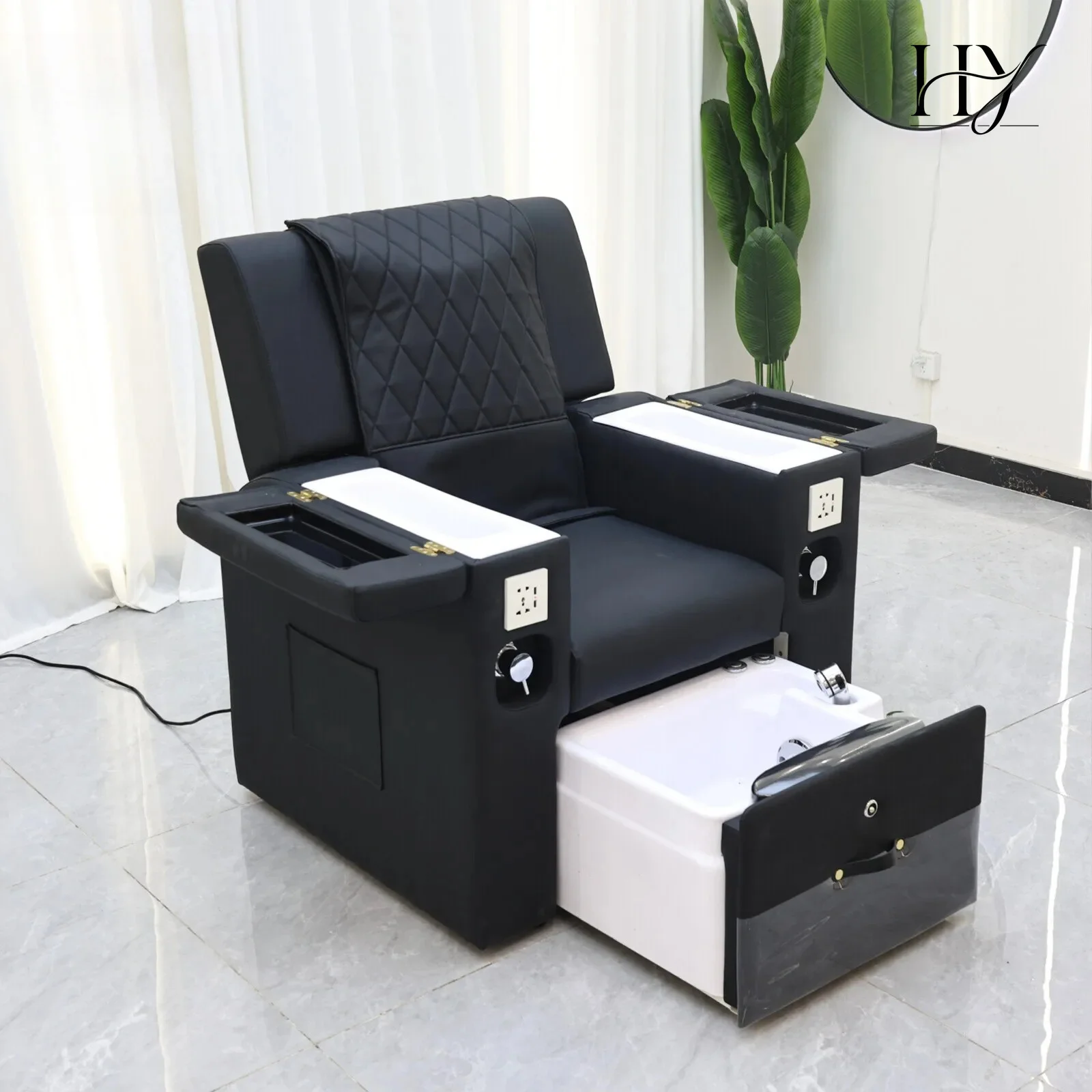 Electric Massage Reclining Pedicure Chair with Foot Bath Basin Professional Salon SPA Manicure Furniture for Beauty Leisure Club