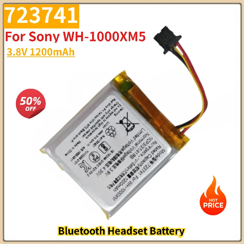 

723741 Battery 3.8V 1200mAh for Sony WH-1000XM5 Bluetooth Headset Battery Brand-New High Quality
