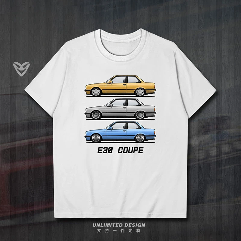 

German B M W E30 M3 Series Racing Fan Print Graphic T-shirt Men's and Women's Short Sleeve Breathable Motorcycle T-shirt Moto GP