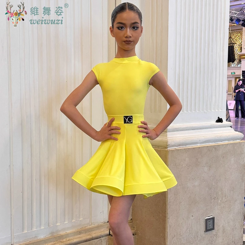 فستان رقص لاتيني احترافي للأطفال للفتيات فساتين رقص قاعة الرقص رومبا تشا تشا سامبا فستان ممارسة الأداء اللاتيني