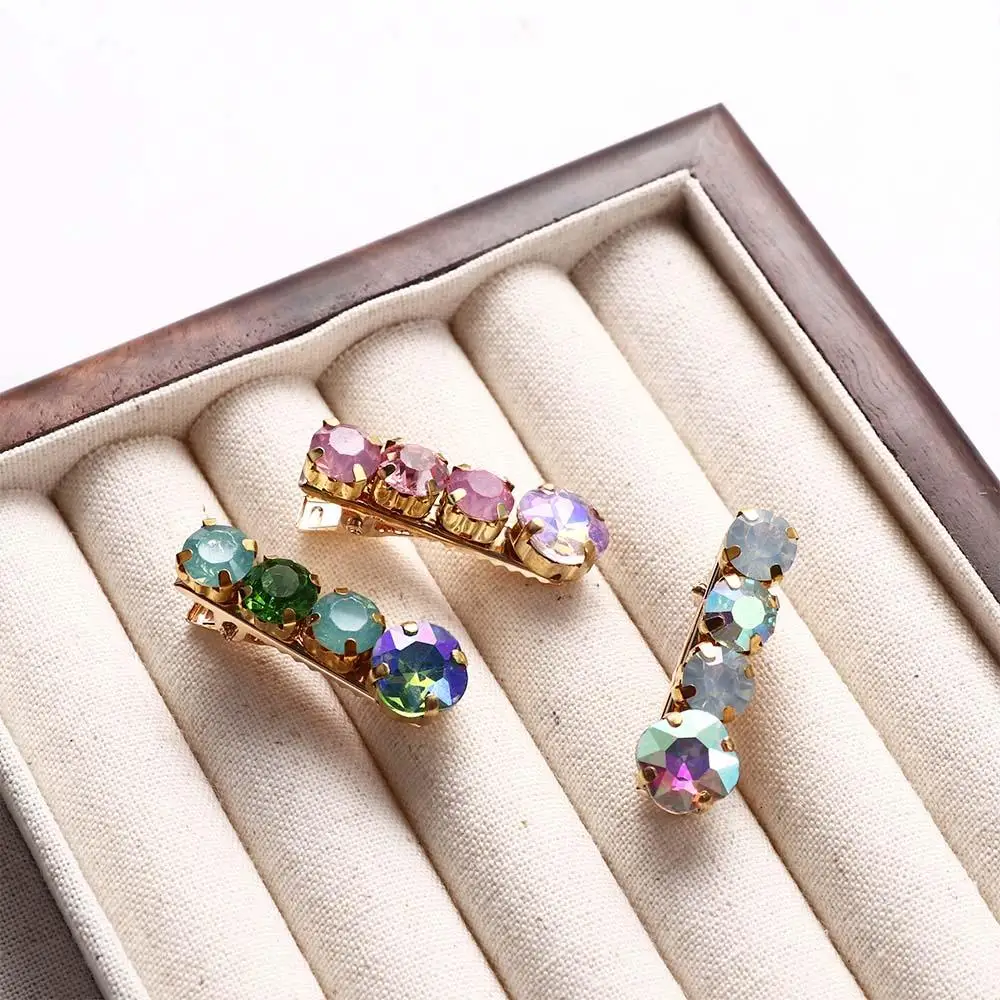 Small Barrettes Colorful Gem Girl Hair Clip Korean Style Headwear Rhinestone Hairpin Female Hair Accessories Beads Hair Clip