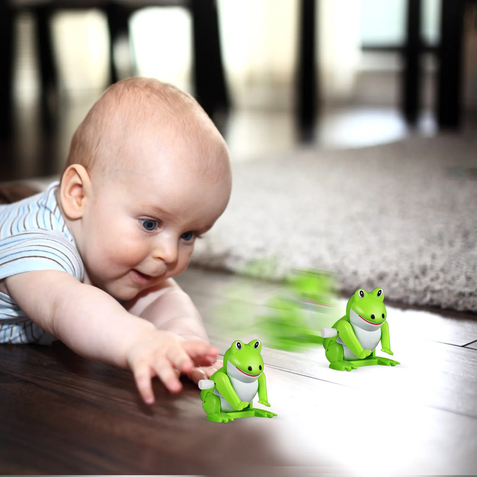 

2 Pcs Kids Toys Frog Figurine Cute Stuff Moving Figurines Wind up Clockwork ABS