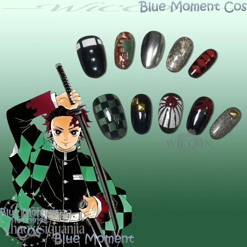 Aamadoo Anjirao Image Disguise Nails Fashion Y2K Japanese Ukiyoe Styles Accessory Nail Props 코스프레 Halloween Cosplay Anime Demon