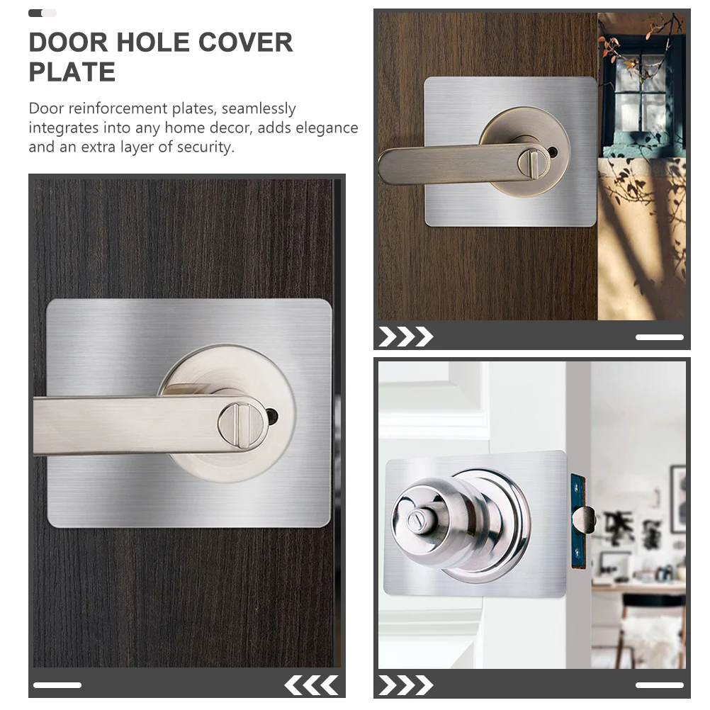 4 قطعة لوحات التعزيز الفولاذ المقاوم للصدأ قفل الباب طقم تصليح ثقب حشو للمطبخ الحمام غرفة المعيشة باب سترايك لوحة #3
