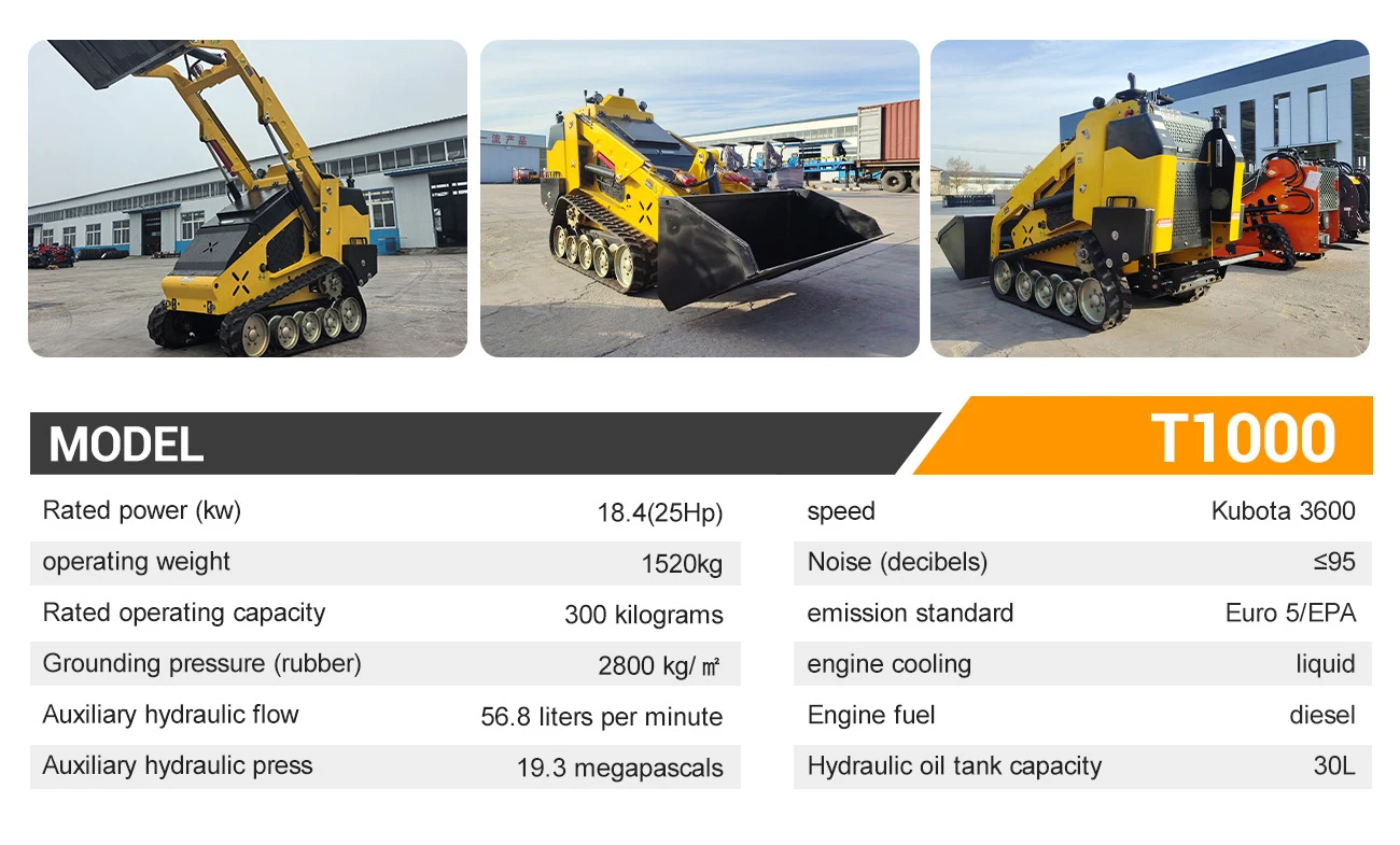 Maßgeschneiderter Mini-Skidsteer-Ständer aus China mit Anbaugeräten, Mini-Raupen-Kompaktlader mit Schiene – Detail 21
