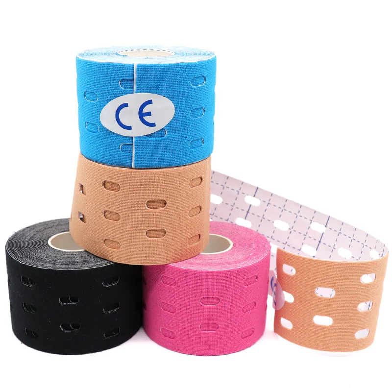 Atmungsaktives perforiertes Kinesiologie-Tape zur Unterstützung von Muskel- und Gelenken, Fitnessstudio, Fitness, Linderung von Knieschmerzen und Knöchelschmerzen