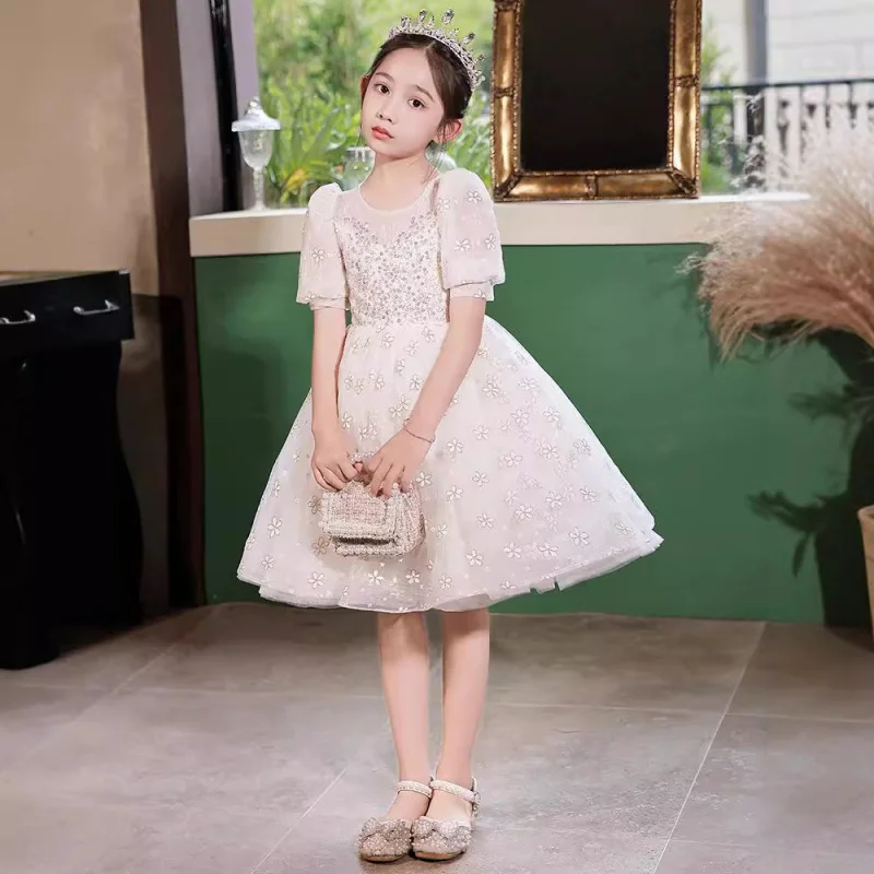 

Children's Evening Flower Girl Wedding Princess Dress for Girls Light Luxury Niche Elegant Host Piano Performance Dr