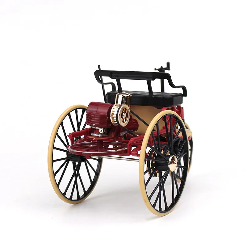 1:12 스케일 합금 클래식 자동차 삼륜차 모델 다이캐스트 금속 장난감 레트로 모델 시뮬레이션 어린이 선물 미니 삼륜 자전거