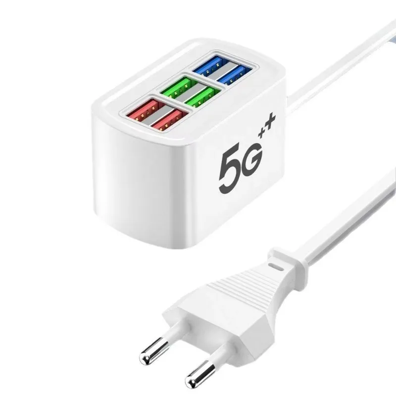 

Mobile Phone 6 USB Cable Plug-in Charger Portable Travel USB Charging Socket Is Suitable For Apple Android Universal