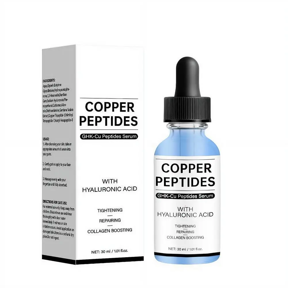 Copper Peptides GHK-Cu Serum with Hyaluronic Acid 30ml Skin Tightening Repair Collagen Boost Face Serum for Daily Skincare