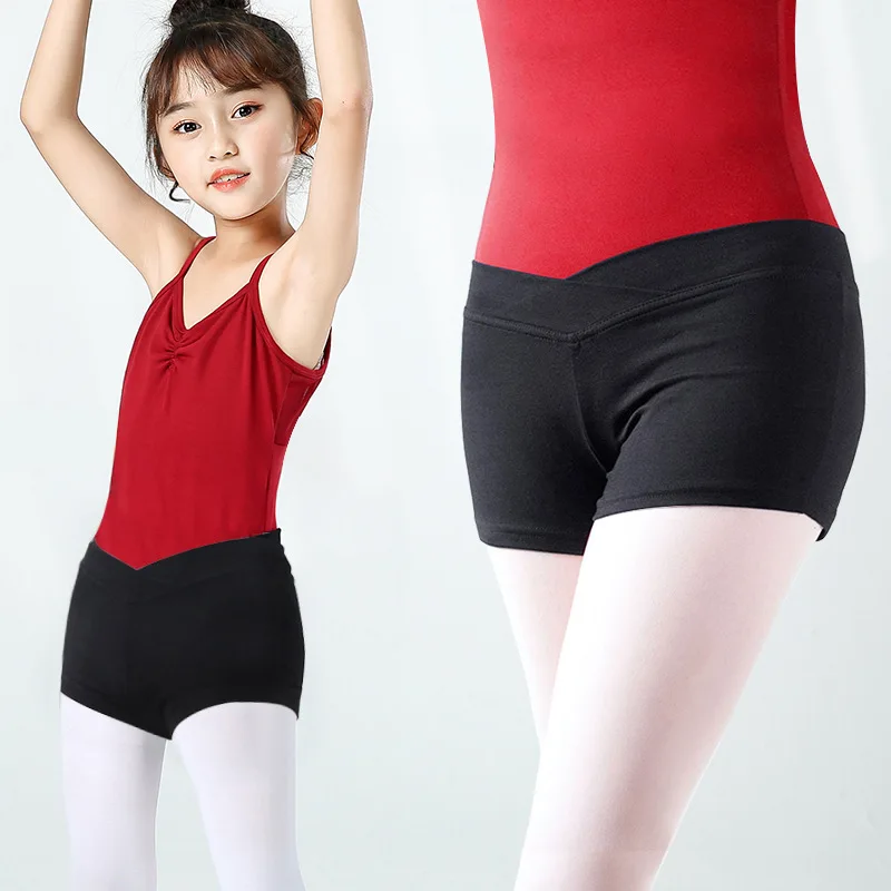 Girls Black Cotton Ballet Dance Shorts Pants Ballet Pants Sports Bottoms for Dancewear Kids Gymnastic Workout Summer Activewear