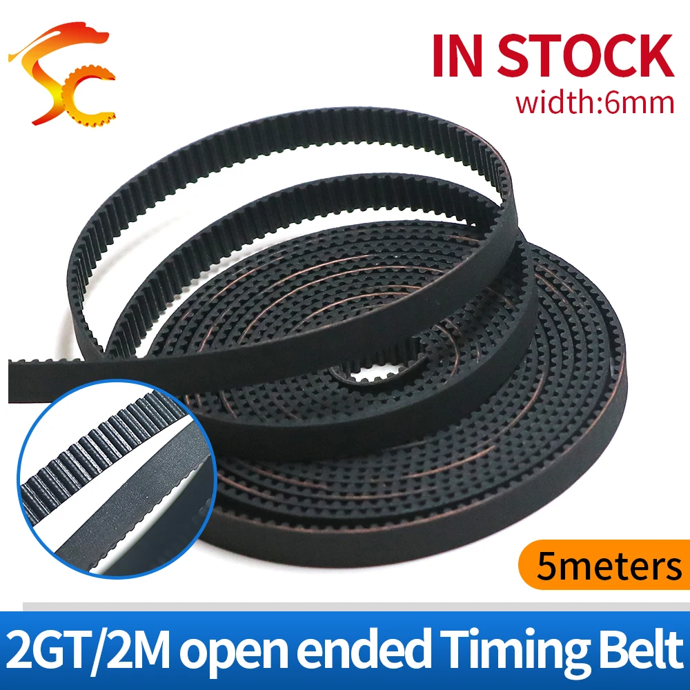 High Quality 5meters/lot GT2-6mm open timing belt width 6mm 2GT 6mm rubber belt  Free shipping