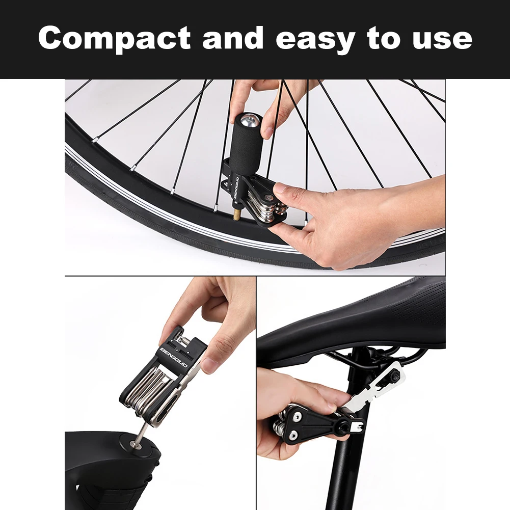 

18-in-1 Bicycle Multi-Function Tool with Screwdriver Wrench Chain Cutter Schrader & Presta Valve Riding Emergency Accessories