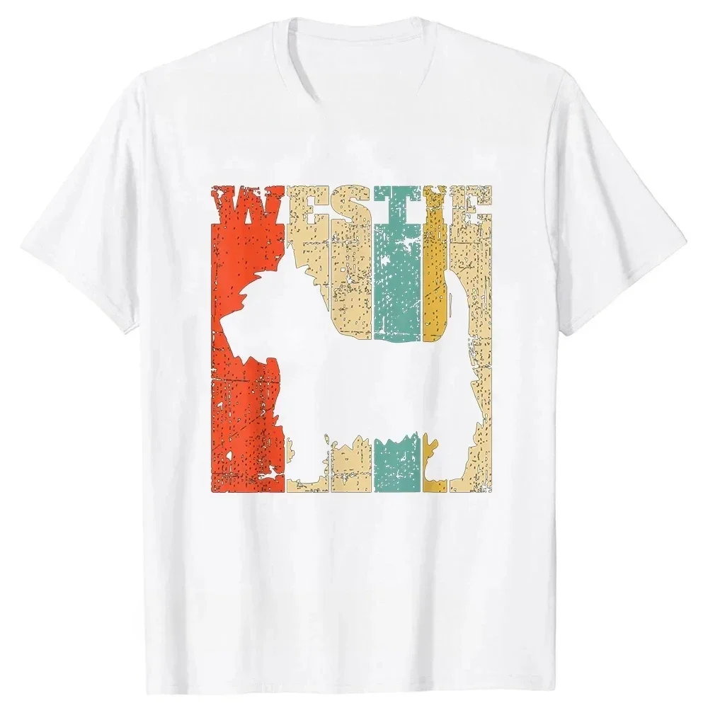 Women Dog Lover Gifts Short Sleeve Streetwear T-Shirt West Highland White Terrier Dog Vintage Westie Dad Shirt for Men