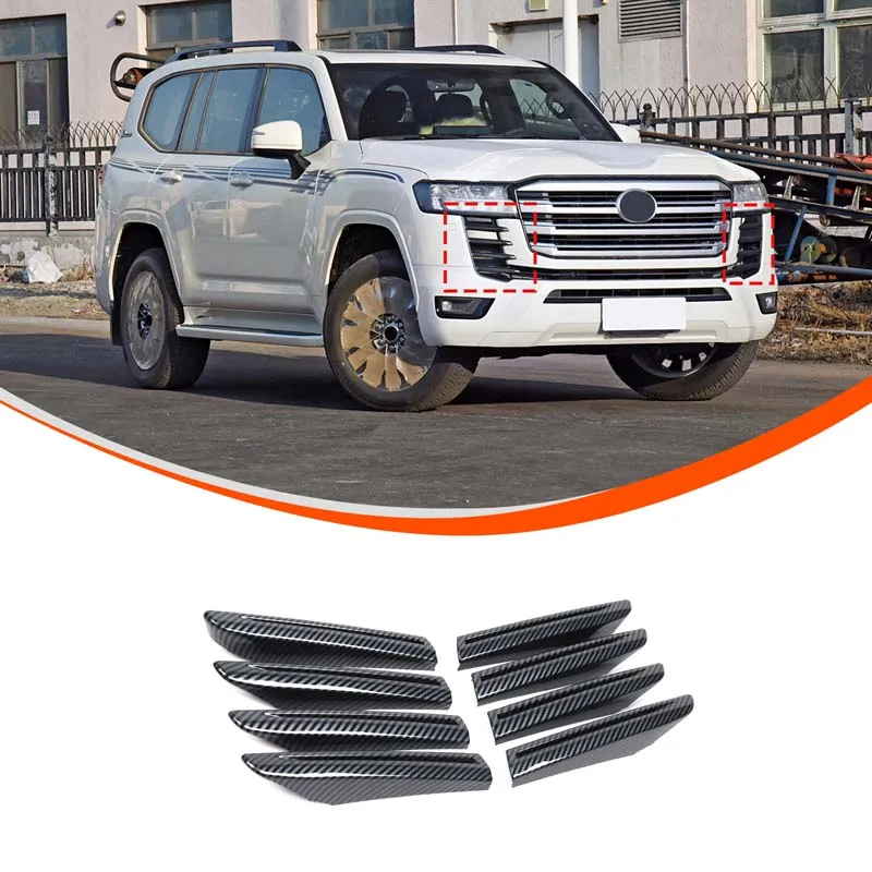 

For Toyota Land Cruiser LC300 2023 ABS carbon fiber car front grille decorative strip sticker exterior protection accessories