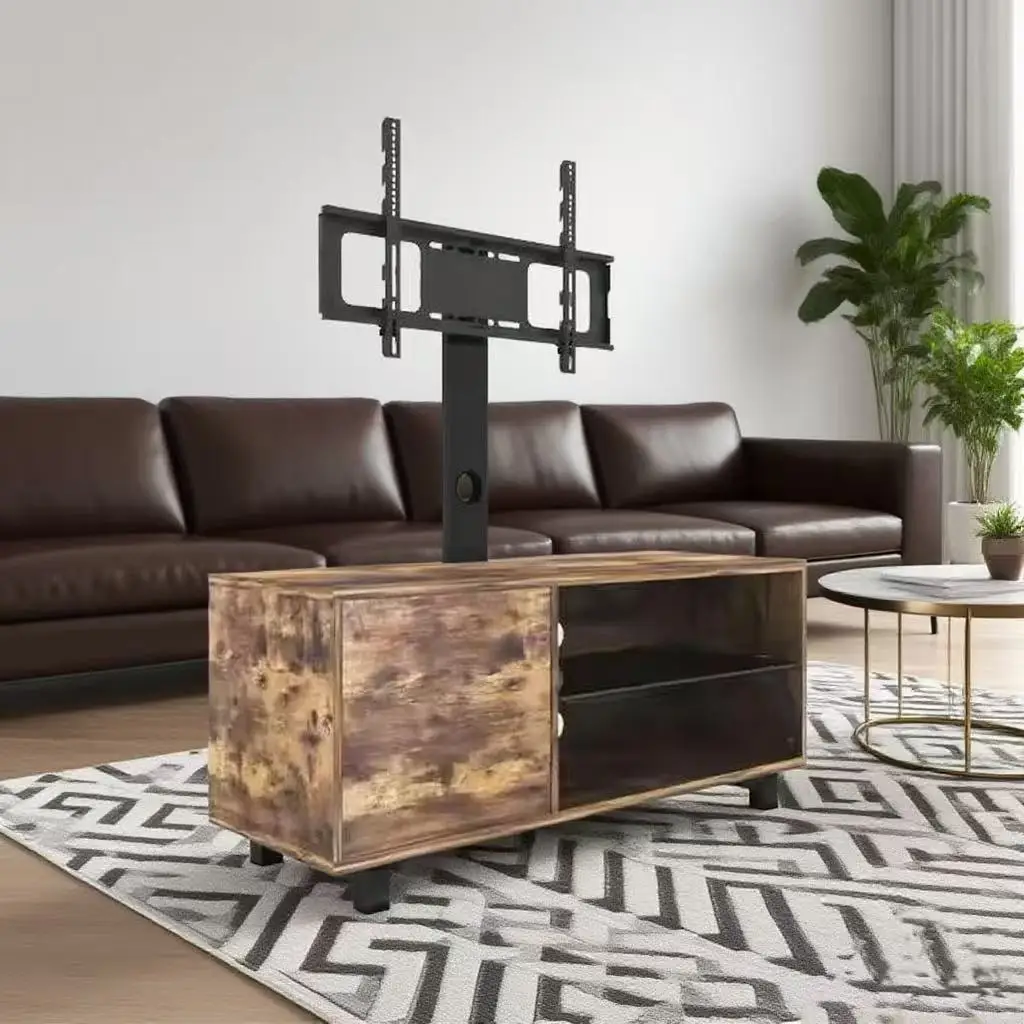 Suporte de TV STLF MDF para sala de estar, adequado para apartamentos pequenos com estilo vintage e função de armazenamento equipada com rodas