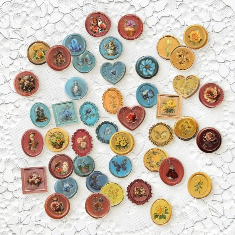  Pack of 90 Epoxy Flower Sealing Sticker with Strong Stickiness for Stationery