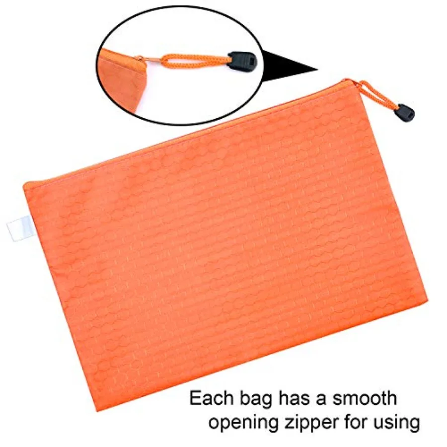 أكياس ملفات بسحاب مقاس A4، 8 ألوان، حقيبة تنظيم مجلد حفظ المستندات بسحاب، 13 × 9.4 Ihes