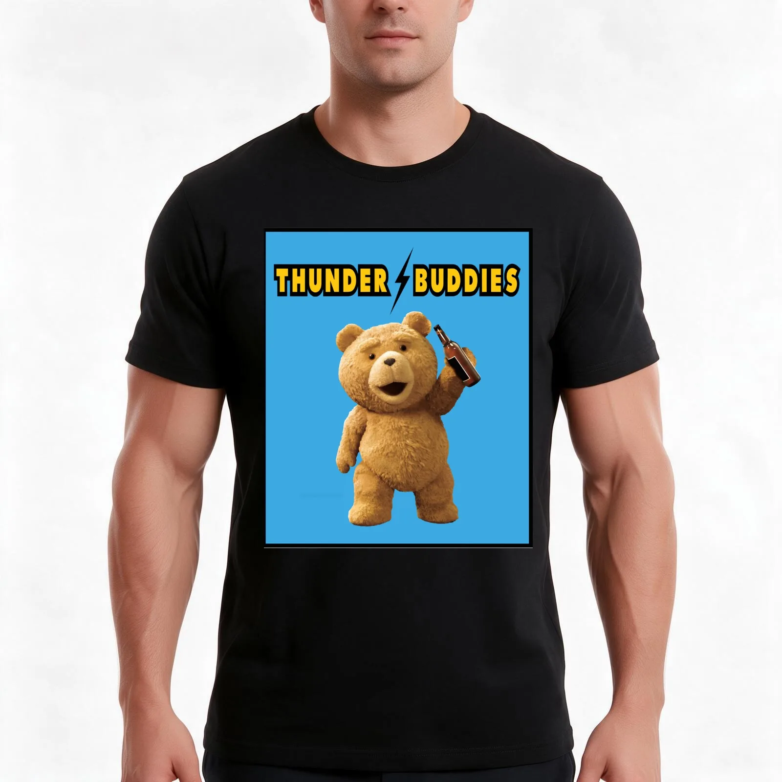 Thunder Buddies Classic T-Shirt, Summer Casual Cotton Tee, Oversized Streetwear Tops, Vintage Graphic Print, Unisex Men Women